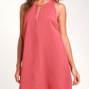 Lulus Near Or Bar Rusty Rose Shift Dress Pink - Size S